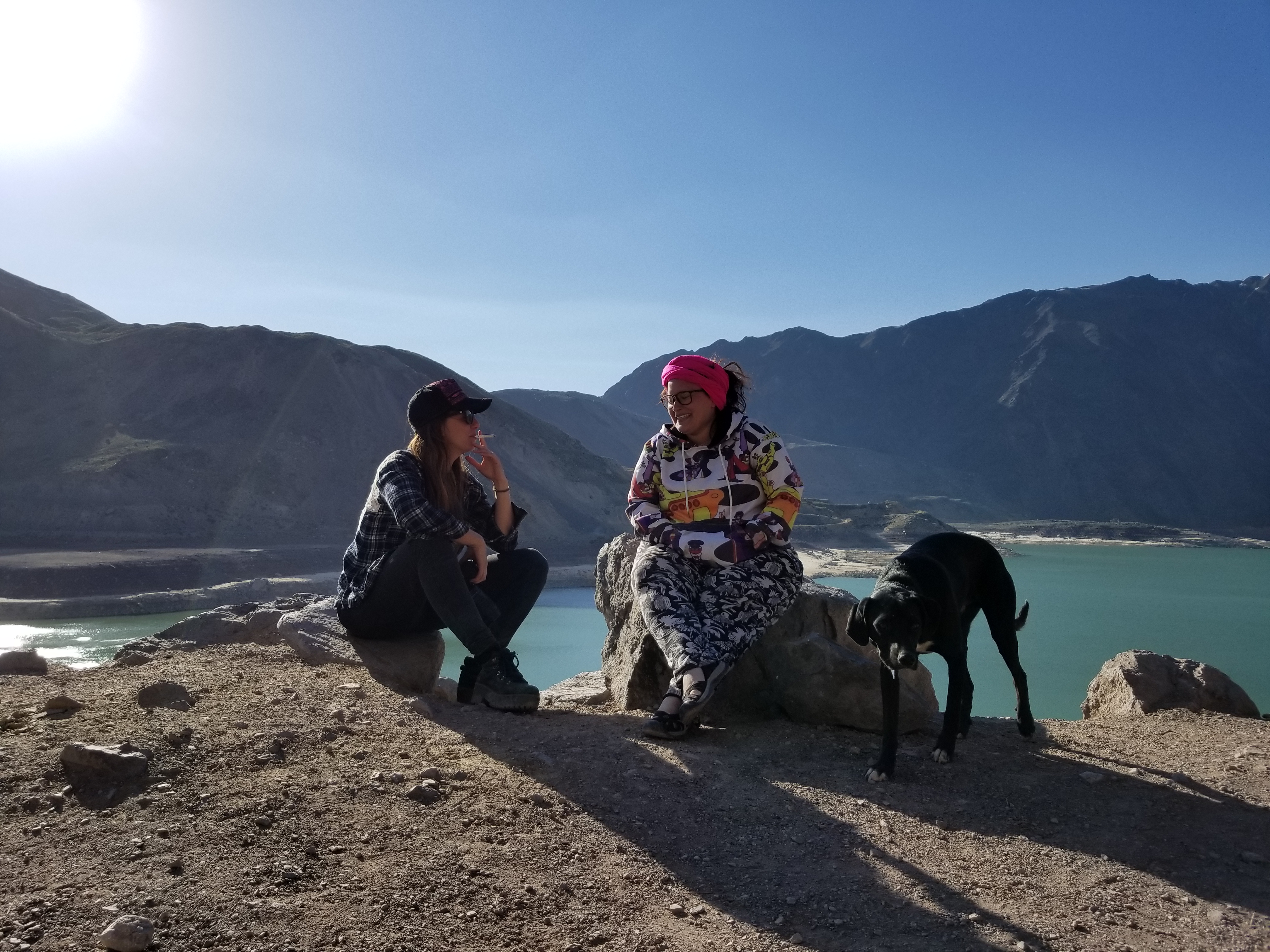 Sitting near the El Yeso Dam in Chile.