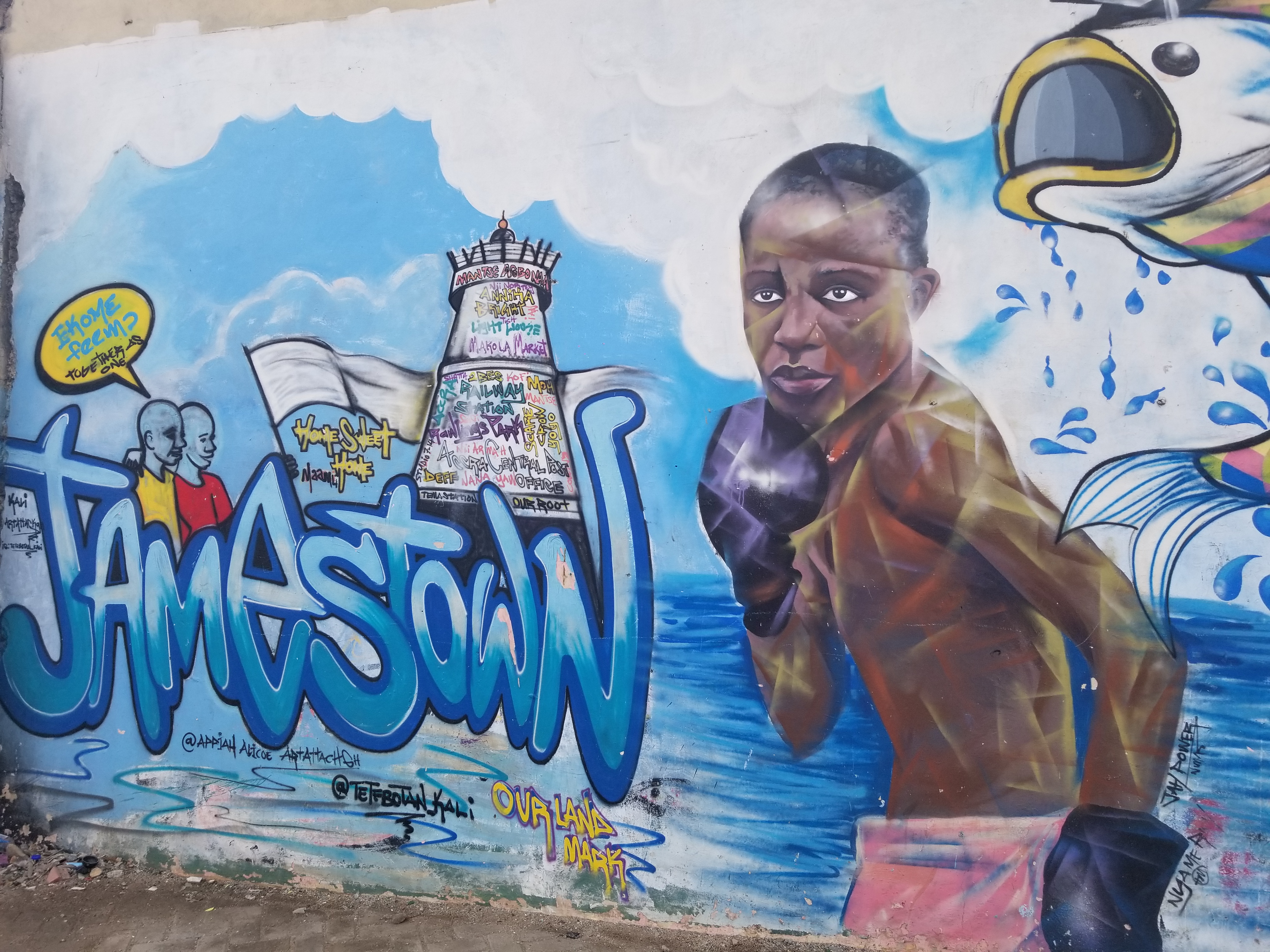 Graffiti in Jamestown in Accra, Ghana. Famous Boxer. CC: Jasmine Nears-Biesinger This work by Jasmine Nears is licensed under a Creative Commons Attribution-ShareAlike 4.0 International License